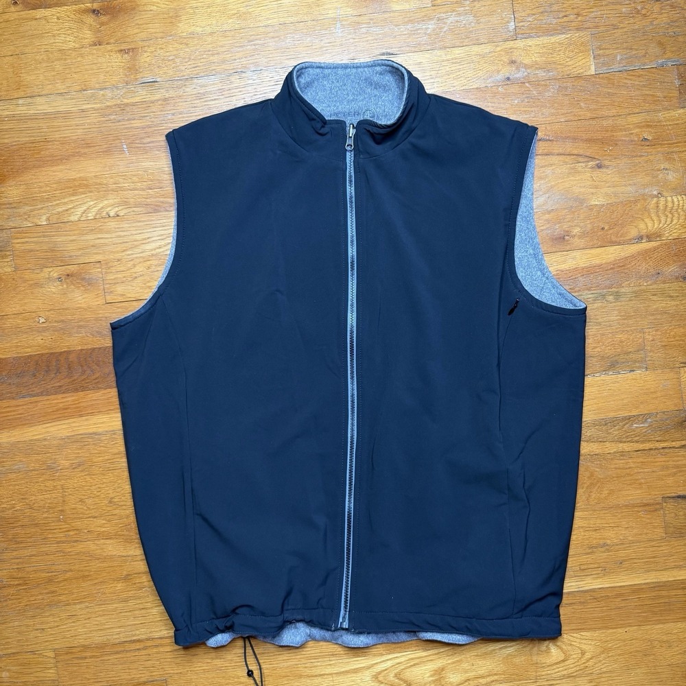 Peter Millar E4 Reversable Vest Men XL Black Full Zip Fleece Performance Golf